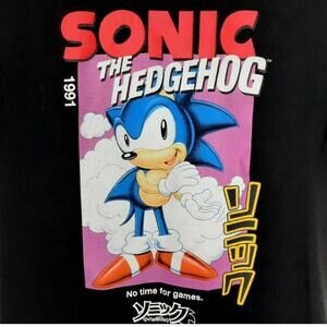 Sonic The Hedgehog M Graphic T-Shirt 1991 Retro SEGA Japanese Text Gamer Tee